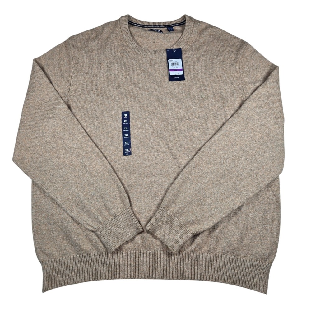 IZOD Premium Essentials Heather Camel Stretch Soft Crew Sweater- Men's 2XL NWT